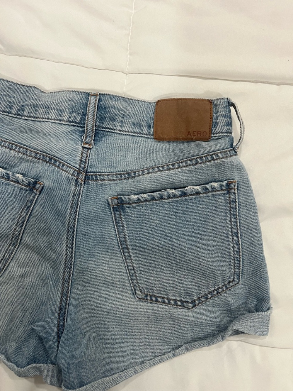 Aeropostale Light Blue Distressed Mom Denim Shorts - Picture 5 of 7